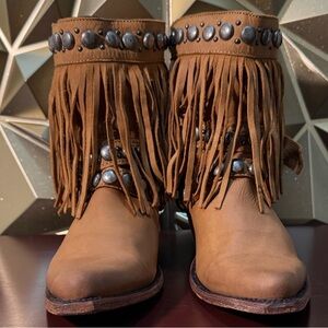 Liberty Brown Fringe Ankle Booties